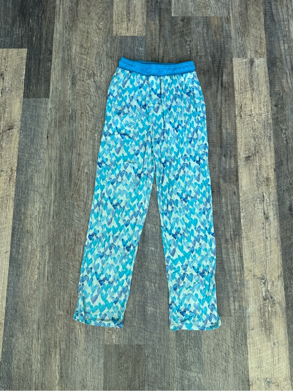 Little Sleepies Hearts & Crafts Blue Bamboo Pajama Pants Womens Small